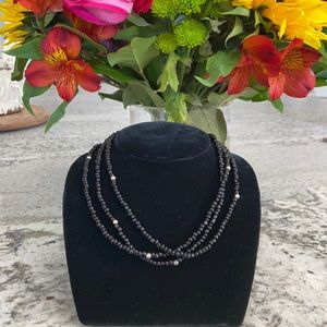 Silpada Necklace .925 Sterling Silver Black Glass w/Black Onyx Accents